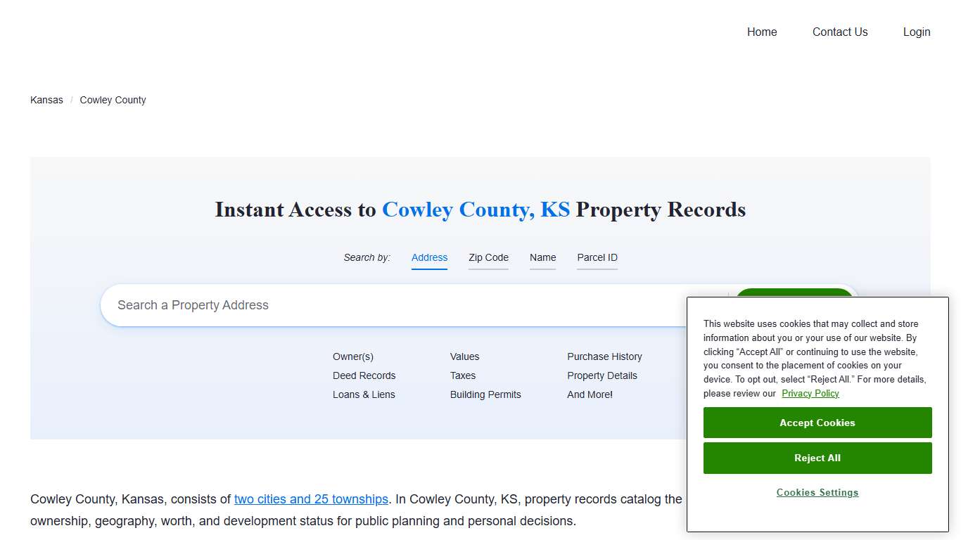 Cowley County Property Records Owners, Deeds, Permits